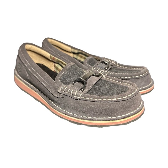 Ariat Womens Cruiser Grey Suede Moccasin Loafers Metal Horse Bit Detail 6.5 B - Picture 2 of 8